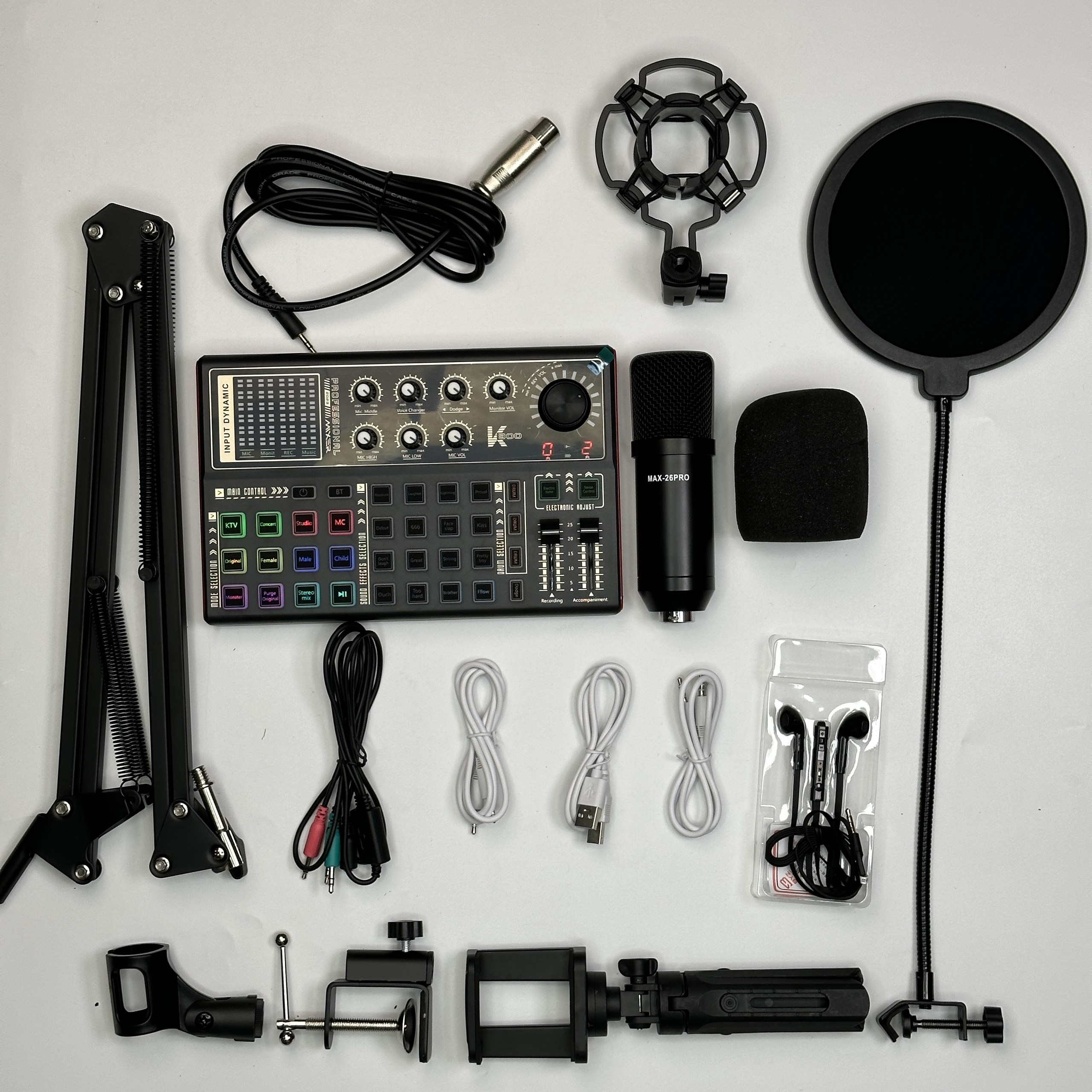 Combo micro Big max 26 pro + sound card K3000 thu âm livestream karaoke chân kẹp míc, màng lọc âm tai nghe kẹp bạch tuộc Hàng Chính Hãng