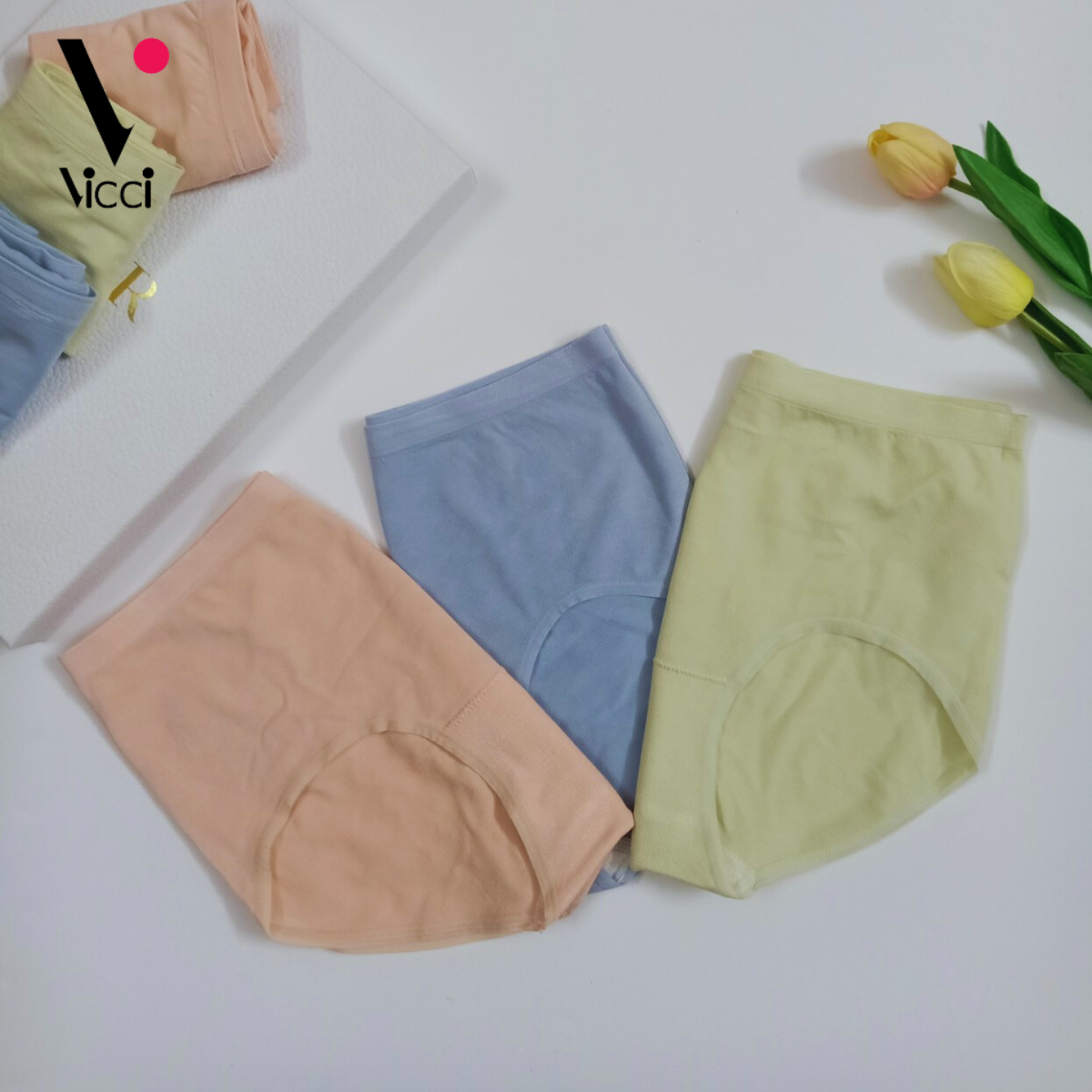 Quần lót nữ cotton cạp cao gen nhẹ Vicci QV.32 thông hơi kháng khuẩn khử mùi