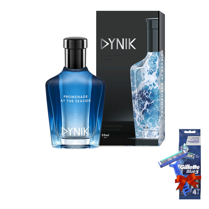 Nước Hoa Nam DYNIK Mát Lạnh Biển Xanh - Hương Biển 50ml - Tặng Dao Cạo Gillette