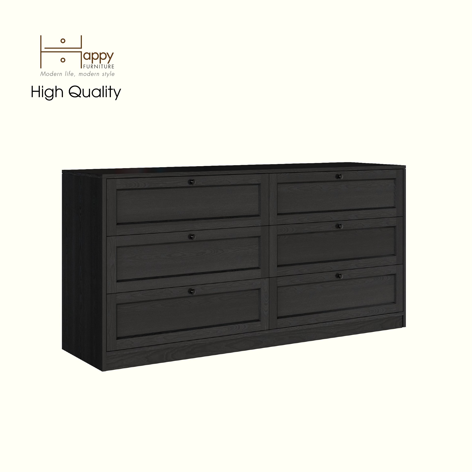HAPPY FURNITURE , MATTA - Tủ lưu trữ 6 ngăn kéo, THK_225 , 160cm x 45cm x 79cm DxRxC