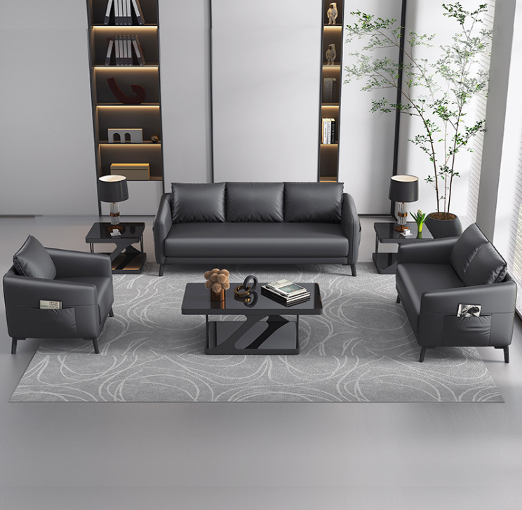 Bộ sofa da văn phòng giá rẻ Juno Sofa kèm ghế đơn HVPCT-12