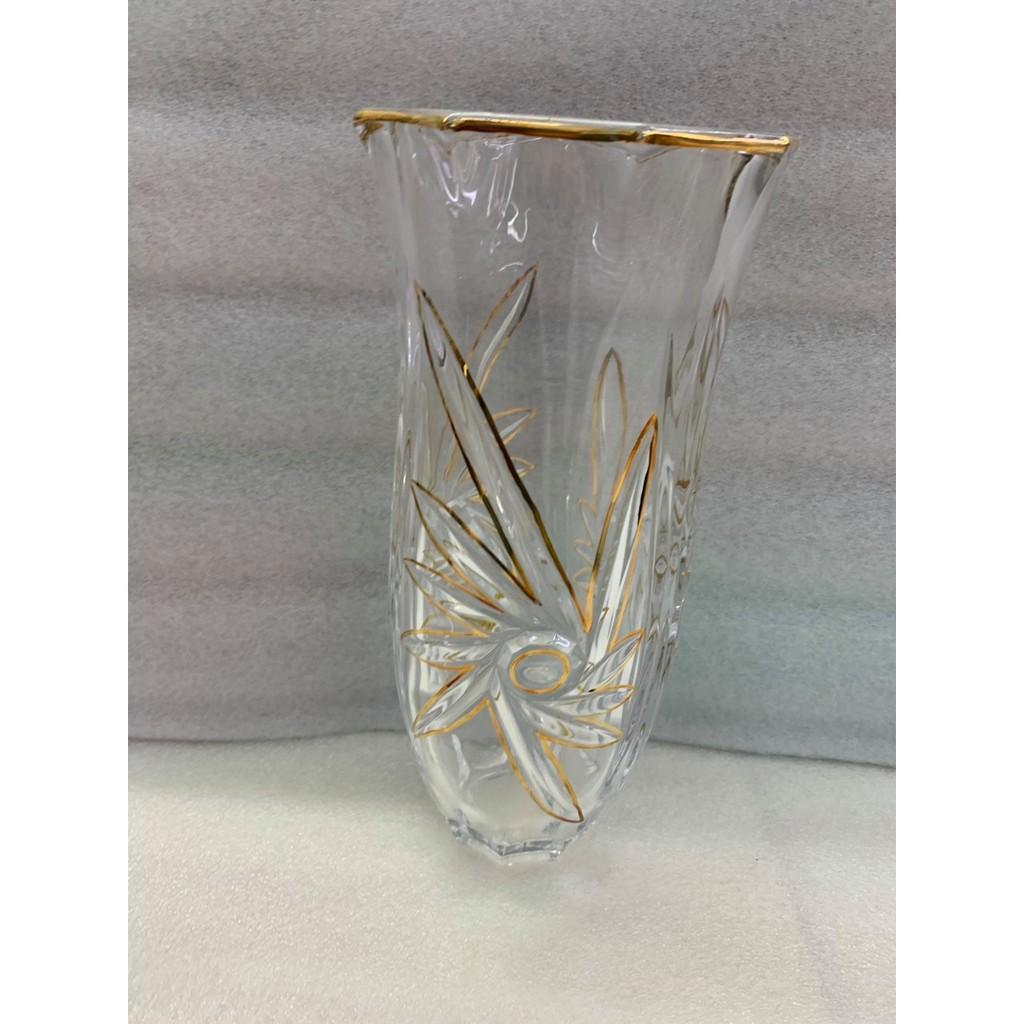 BINH CẮM HOA THỦY TINH HOA VÀNG LỐC XOÁY CAO 30CM