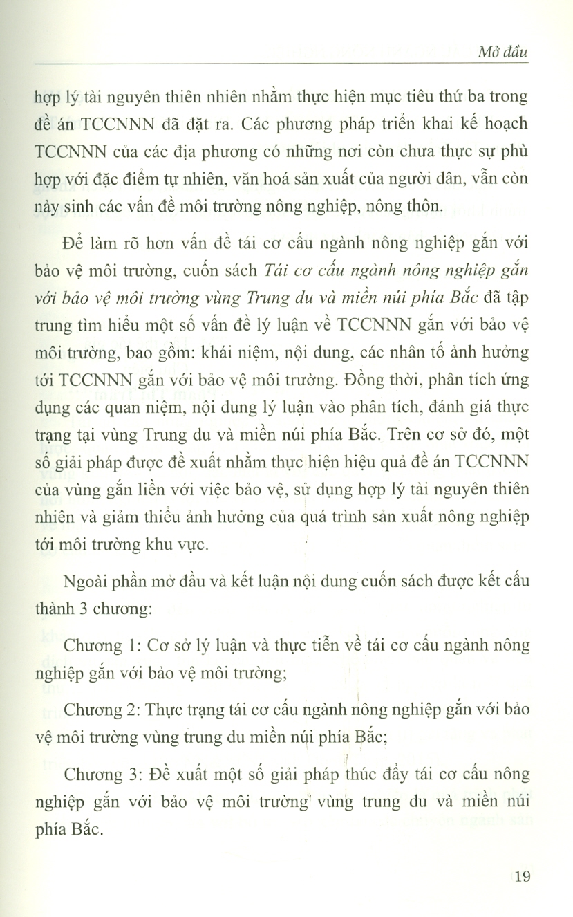 Tái Cơ Cấu Ngành Nông Nghiệp Gắn Với Bảo Vệ Môi Trường Vùng Trung Du Và Miền Núi Phía Bắc (Sách chuyên khảo)