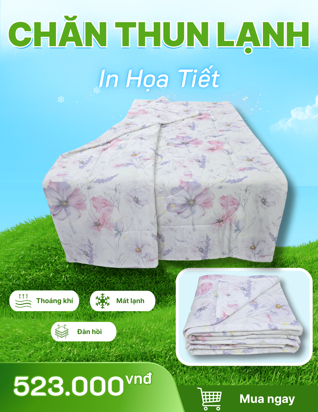 Chăn chần Thun Lạnh 180x200 in Họa Tiết