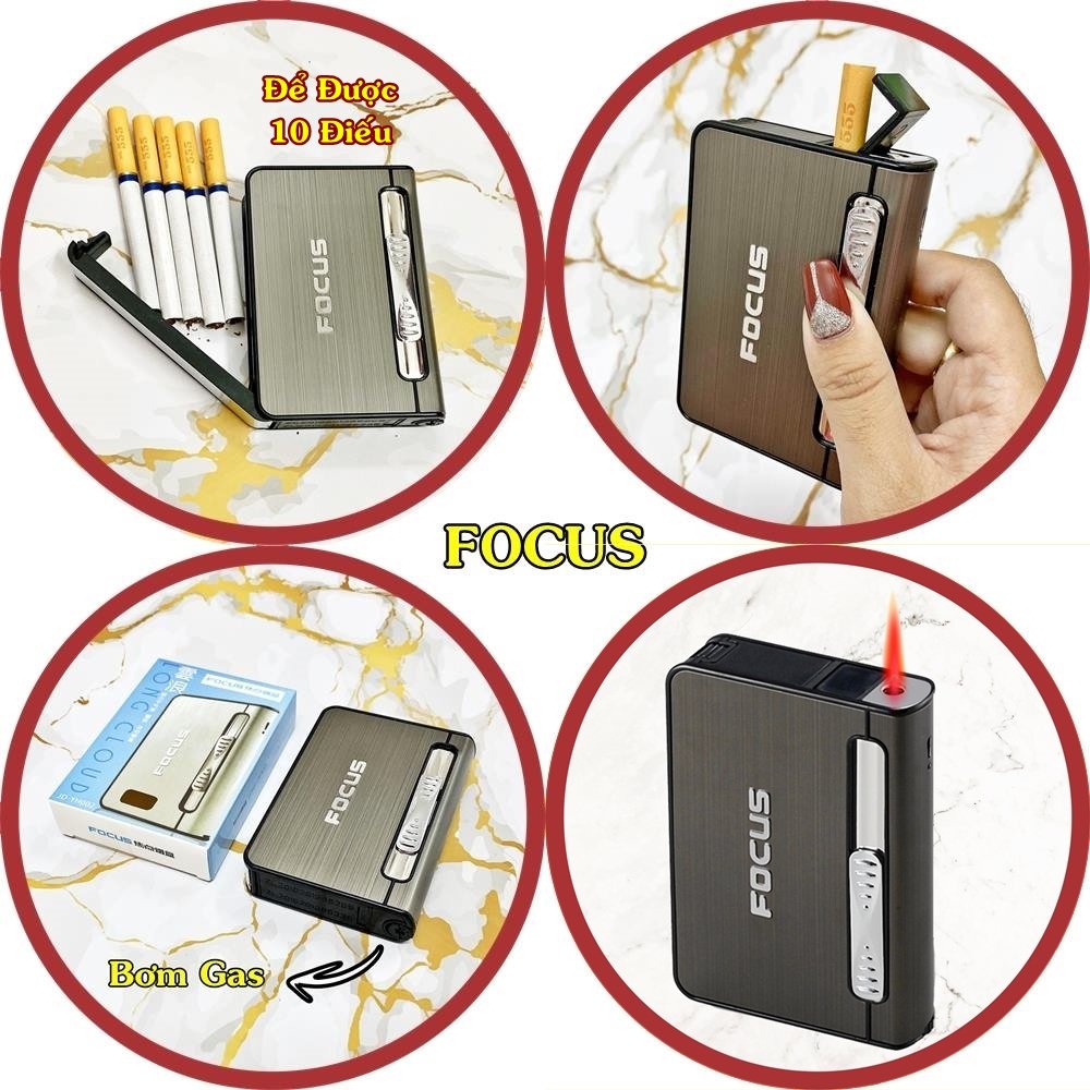 Hộp Quẹt Bật Lửa Khè - Hộp Đựng Thuốc Focus 10 2in1 tiện lợi, Mẫu mới 2023