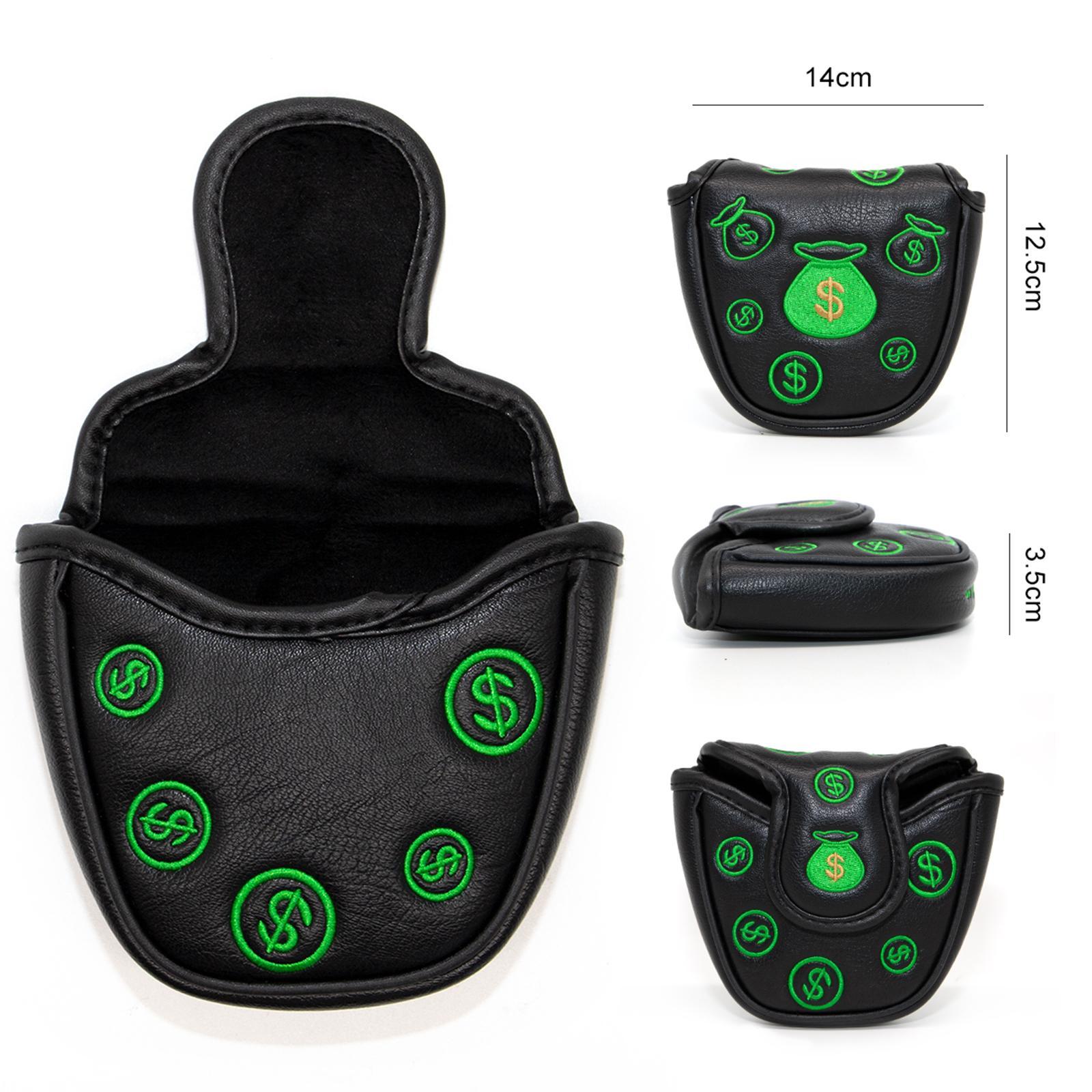 Golf Mallet Putter Head Cover Waterproof PU Leather Golf Putter Headcovers Green
