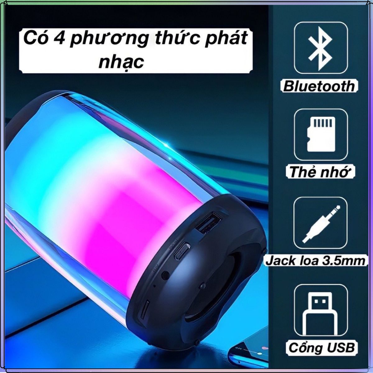 Loa Bluetooth Pluse 4 Mini Nghe Nhạc Công Suất Lớn, Bass Mạnh, Led Đổi Màu, Có Khe Cắm Thẻ Nhớ, USB, FM.. Công Suất 10w