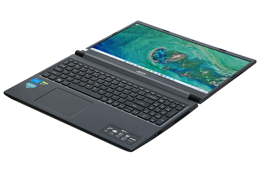 Máy Tính Xách Tay Laptop Acer Aspire 7 Gaming A715-75G-58U4 (NH.Q97SV.004) (Core i5-10300H, 8GB Ram, 512GB SSD NVMe, 15.6 inch IPS FHD, GTX 1650 4GB, Win11H, 2.15Kg, Đen) - Hàng Chính Hãng