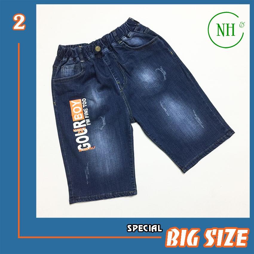 Quần short cho bé trai SIZE ĐẠI từ 35kg đến gần 70kg, quần short jean co giãn lưng thun - NH Shop