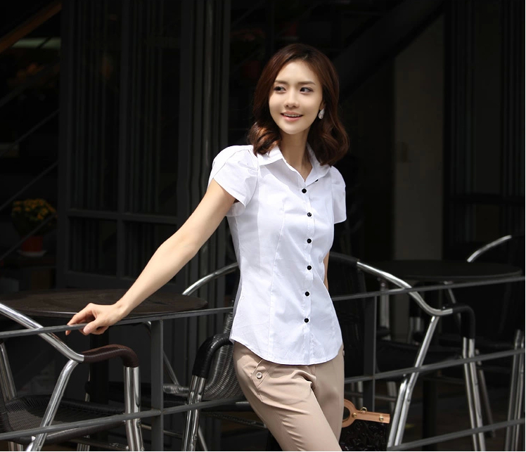 Áo sơ mi nữ tay ngắn búp sen xinh s152