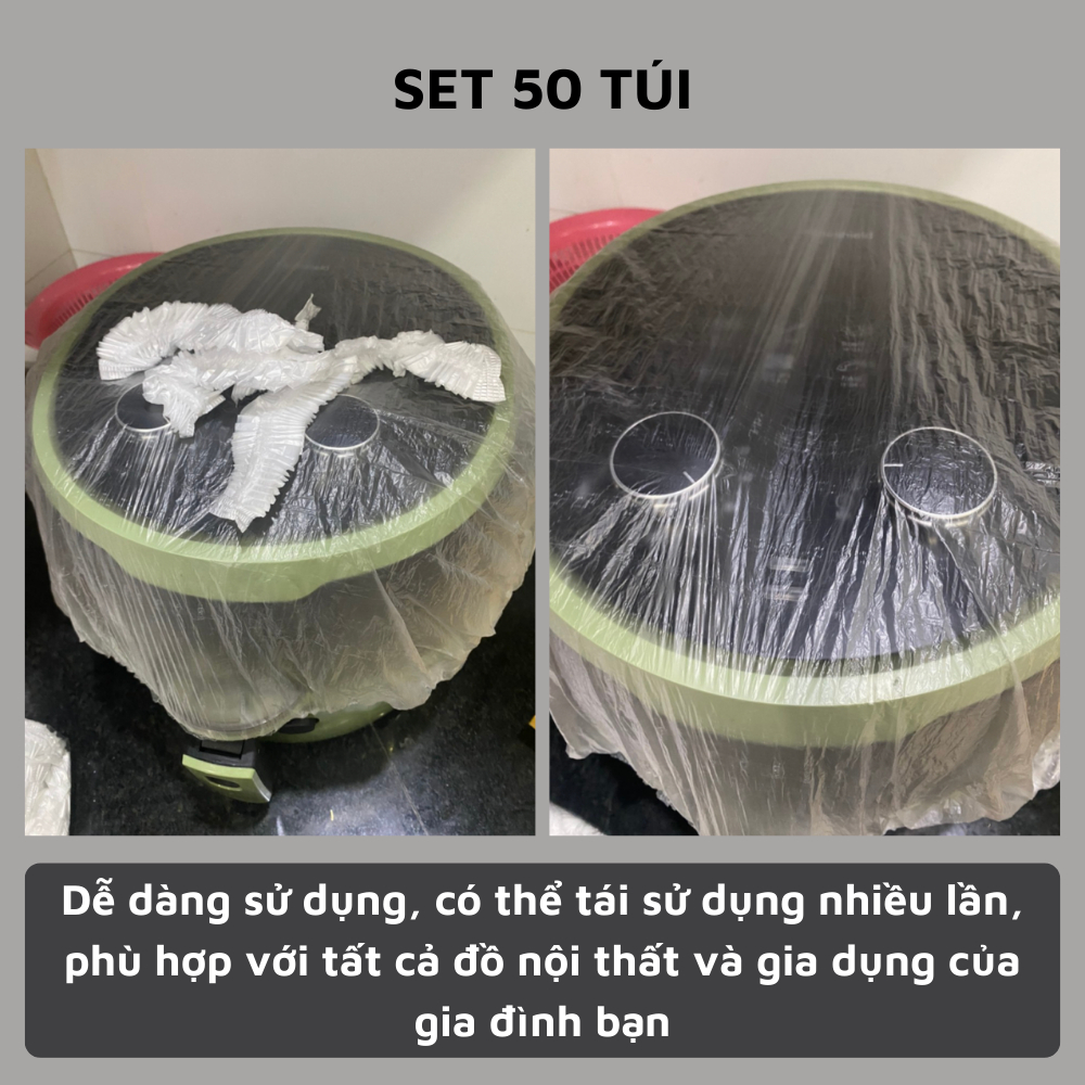 TÚI 50C MÀNG BỌC PE CHỐNG BỤI BẢO VỆ ĐỒ DÙNG, ĐỒ GIA DỤNG ĐA NĂNG KT 60*70cm