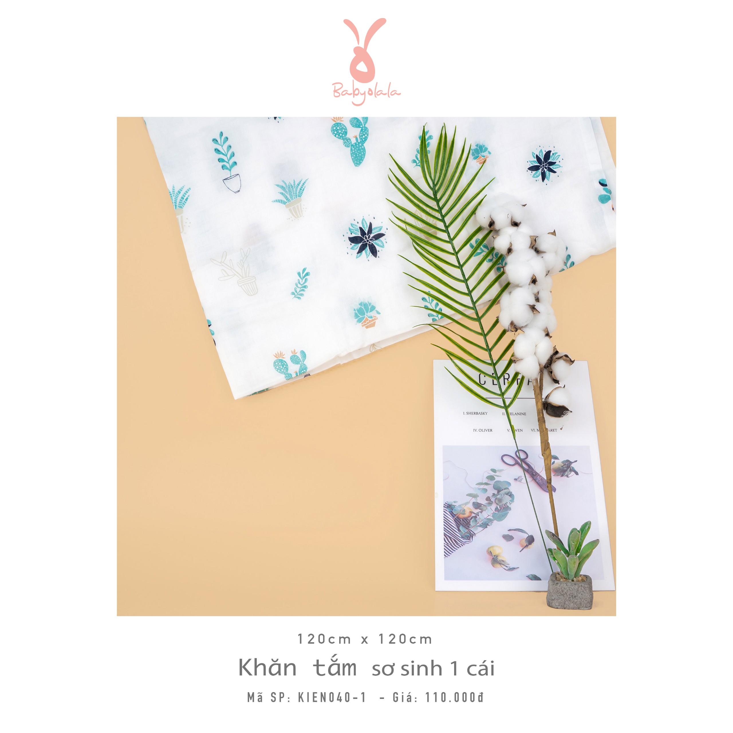 Khăn đa năng sợi tre 1,2 x 1.2m mềm mại cho bé sơ sinh Olala