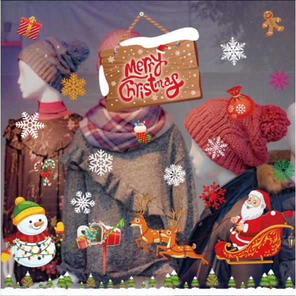 Decal trang trí Noel Hít Tĩnh Điện 2 mặt - NOEL CƯỠI TUẦN LỘC QUA RỪNG THÔNG XANH