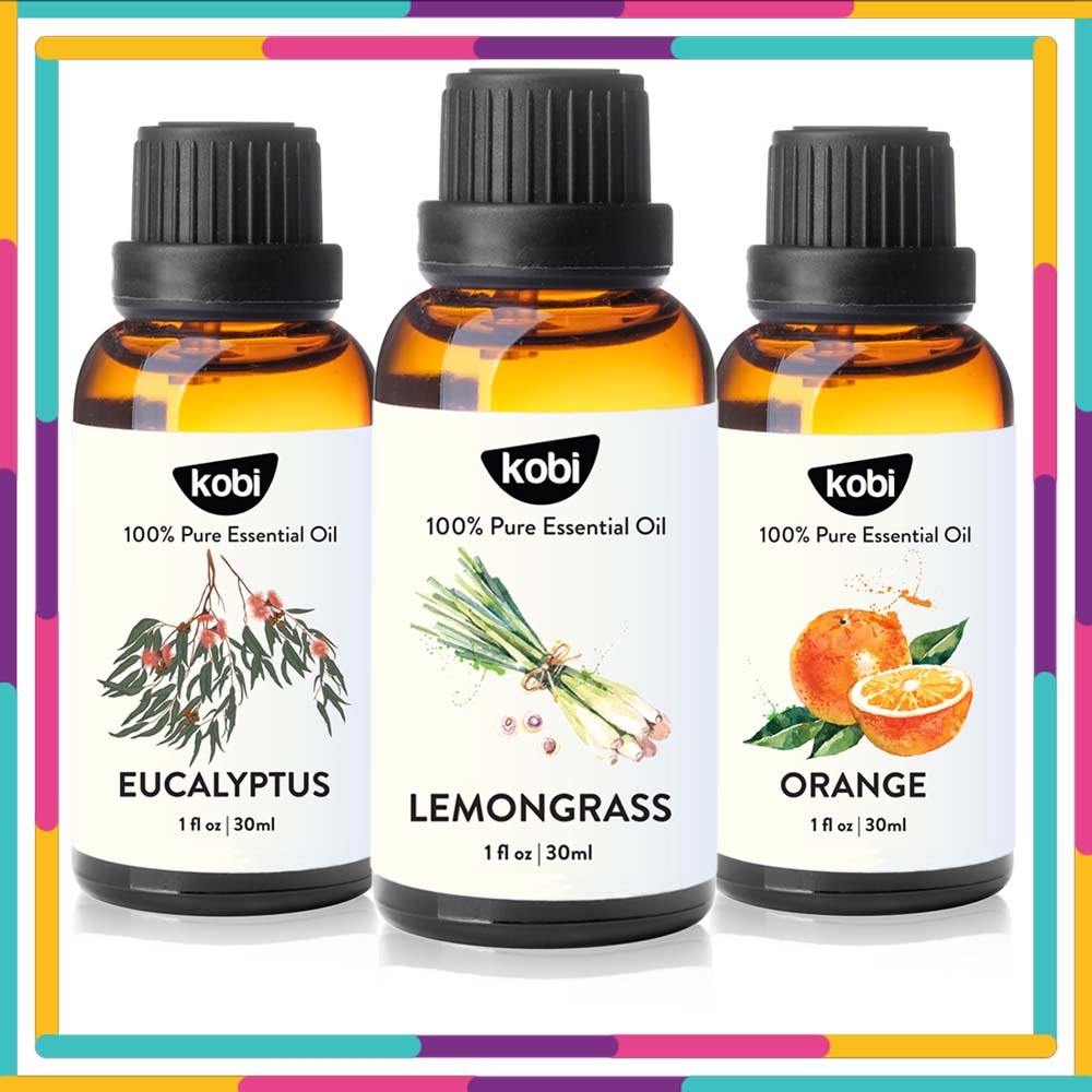Combo 3 Tinh Dầu Xông Phòng Kobi: Tinh Dầu Khuynh Diệp  + Tinh Dầu Sả Chanh  + Tinh Dầu Cam Ngọt  - Tinh Dầu Thiên Nhiên Nguyên Chất, Tốt Cho Bé Sơ Sinh, Giúp Giữ Ấm Cơ Thể, Phòng Ngừa Bệnh Hô Hấp Hiệu Quả