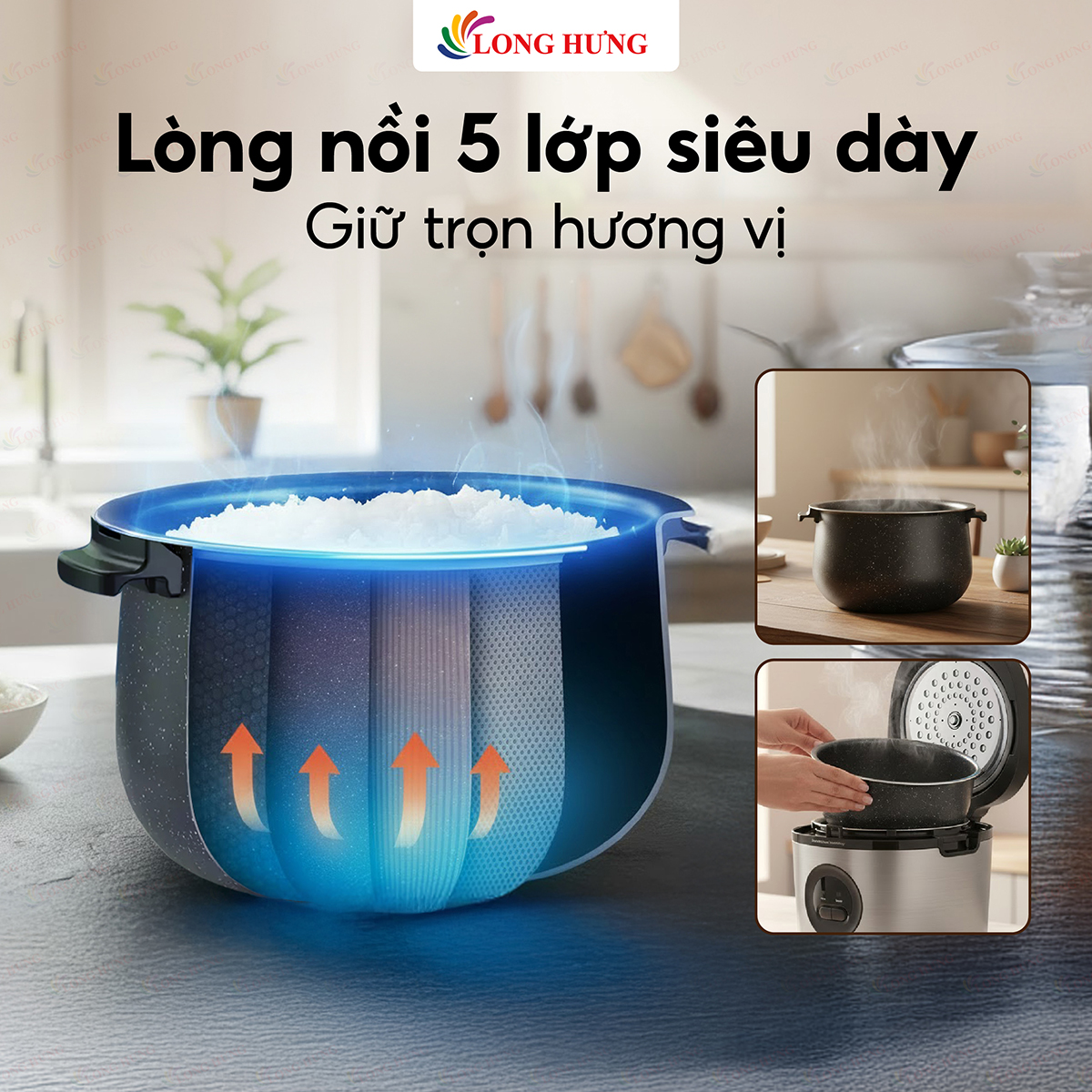Nồi cơm điện nắp gài Philips 1.8 lít HD3213/31 - Hàng chính hãng