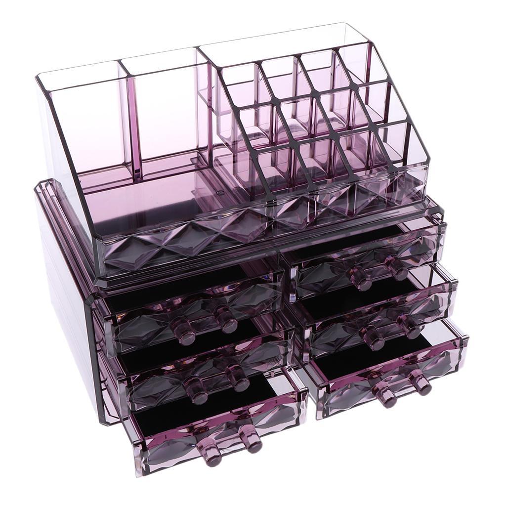 6 Drawers Acrylic Makeup Brush Nail Polish Cosmetic Holder Storage Organizer
