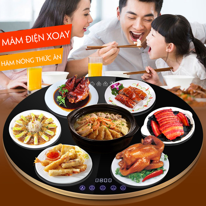 Mâm Điện Hâm Nóng Thức Ăn Giữ Nhiệt Đa Năng Chất liệu: Mặt kính cường lực chống vỡ, chống nước, chống xước  Điện áp nguồn: 220v- 50Hz  Công suất định mức: 300w size 60cm T386