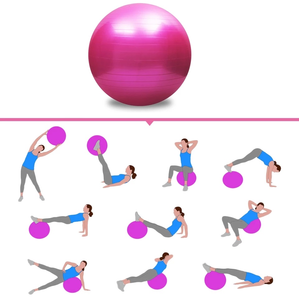 Bóng tập Yoga 75cm + Tặng kèm dụng cụ bơm bóng Yoga