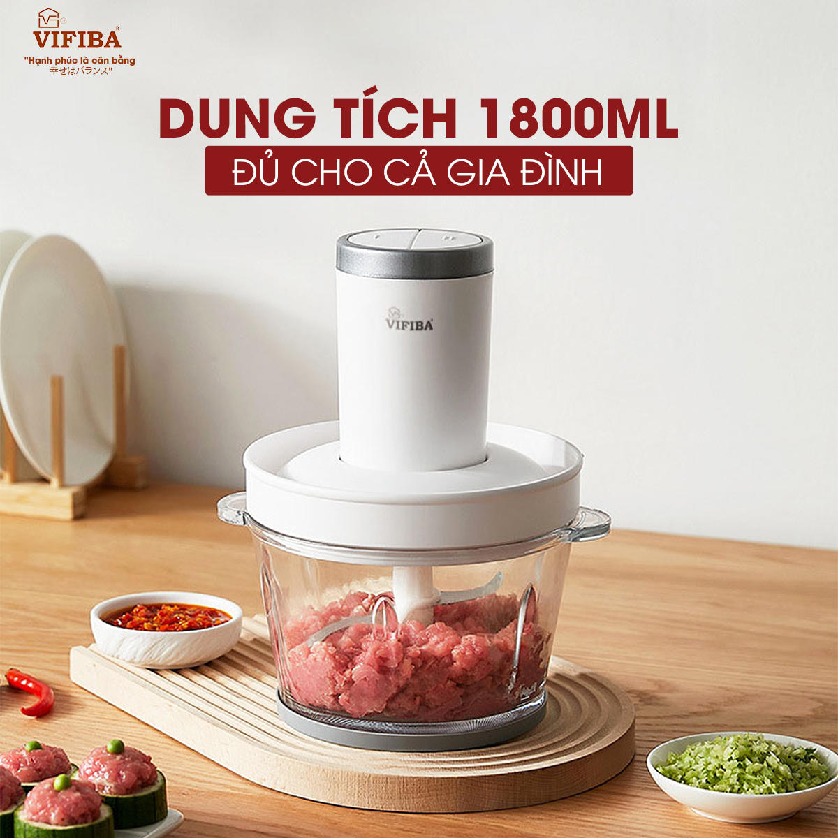 Máy Xay Thịt Hàng Chính Hãng VIFIBA, Kèm 2 Bộ 4 Lưỡi Dao, Công Suất 300W, 2 Cấp Độ Xay