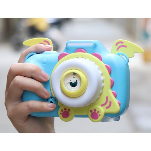 Đồ chơi Máy ảnh thổi bong bóng phát nhạc chạy pin, bắn bong bóng xà phòng có sẵn cho bé