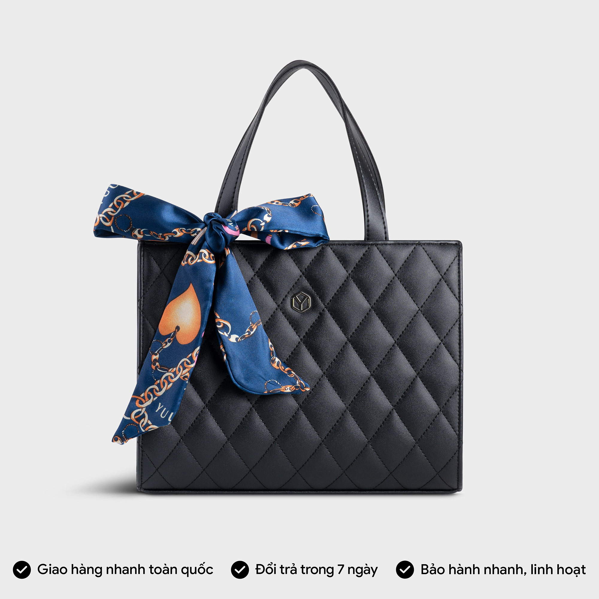 Túi Yuumy ( Thời trang nữ phối khăn thắt nơ size 25 - Túi xách da Seasand YTX45 )