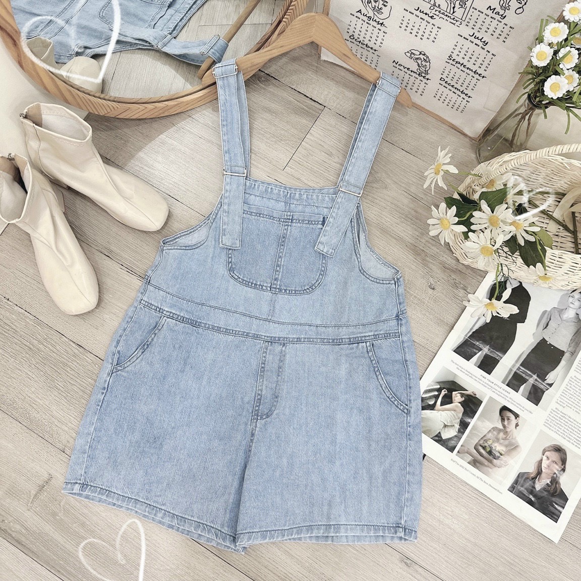 SET QUẦN YẾM ĐẦM YẾM JUMPSUIT ĐỒ BAY NGẮN TRƠN QUẦN ỐNG RỘNG LƯNG CAO DENIM JEANS DẠO PHỐ DỰ TIỆC GIÁNG SINH NOEL