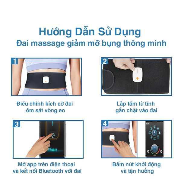 Đai massage đánh tan mỡ bụng ,máy massage đánh tan mỡ kết nối app,cho vong eo thon gọn và vóc dáng cân đối