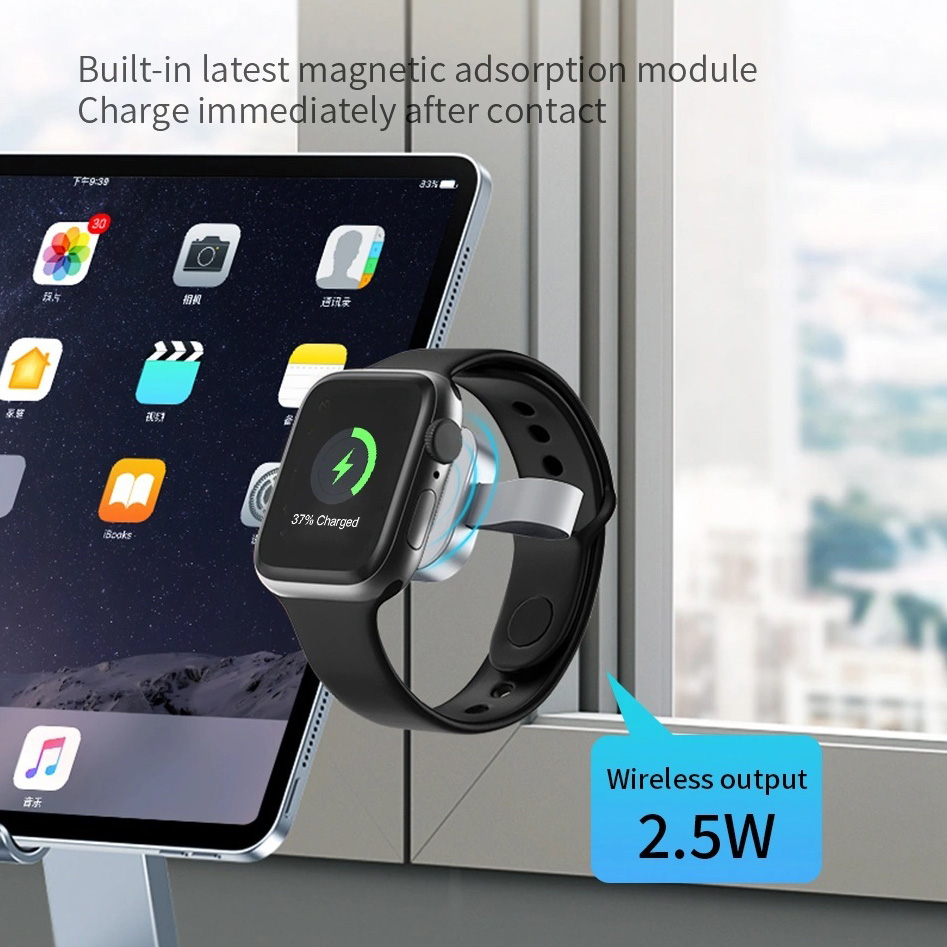 Dock đế sạc không dây magnetic sạc nhanh 2.5W hỗ trợ sạc MFI cho Apple Watch series 1 / 2 / 3 / 4 / 5 / 6 / 7 / 8 / SE / watch ultra 49mm đầu USB Cm / Type C hiệu Wiwu M16 Pro sạc được cho Apple Watch tất cả phiên bản, chip sạc thông minh - Hàng nhập khẩu