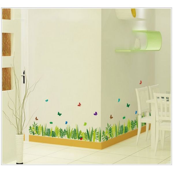 DEcal dán chân tường lá xanh có sẵn keo CT19