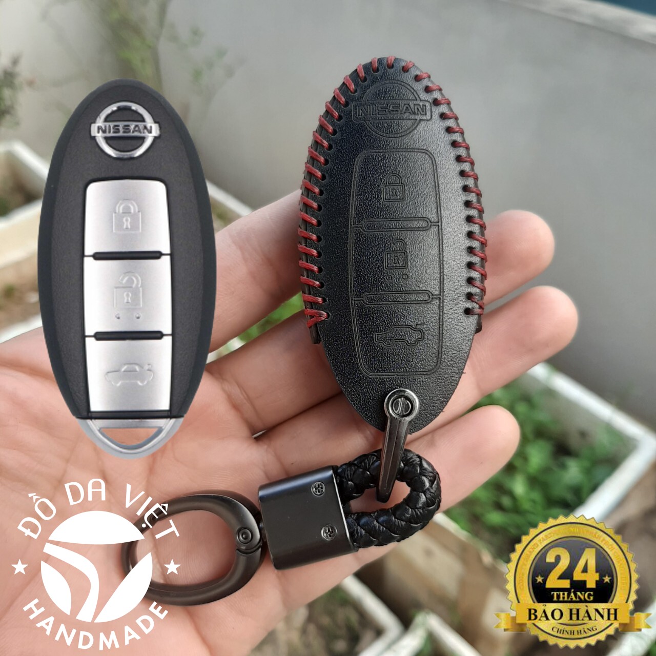 Bao Da Chìa Khóa Nissan Xtrail, Navara, teana, terra (CHÌA 3 NÚT) [ Bảo Hành 2 năm] Da bò 100