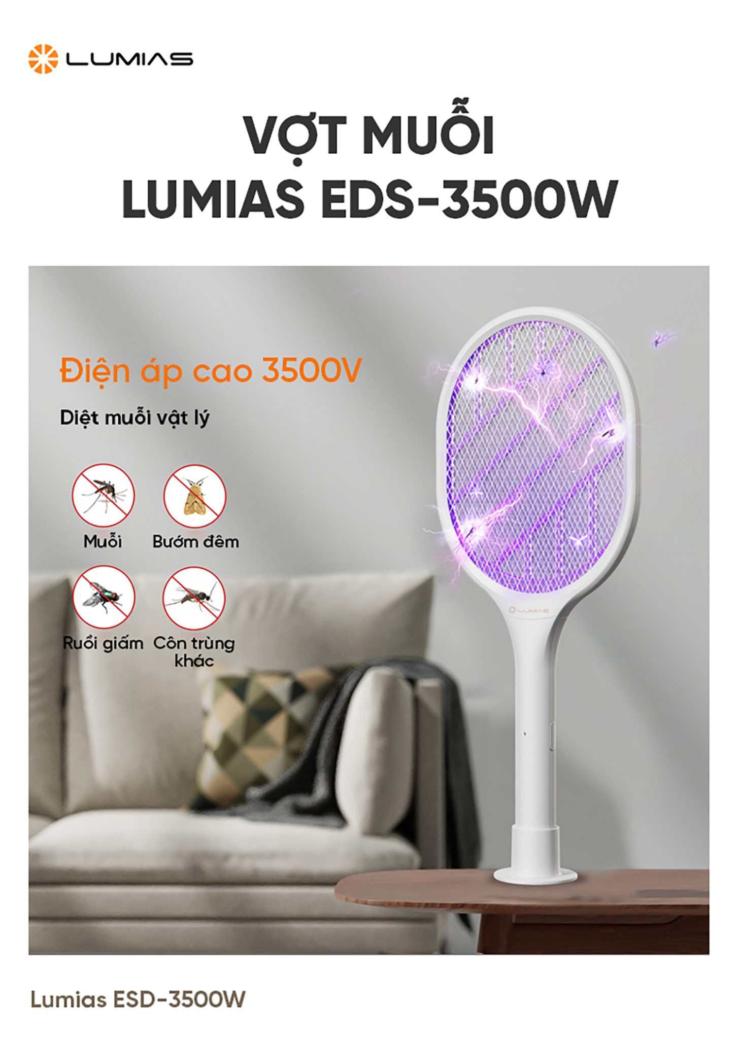 Vợt muỗi Lumias ESD-3500W Hàng chính hãng