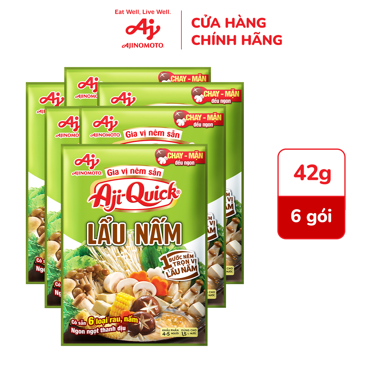 Combo 6 Gói Gia Vị Nêm Sẵn Aji-Quick Lẩu Nấm 44g/Gói