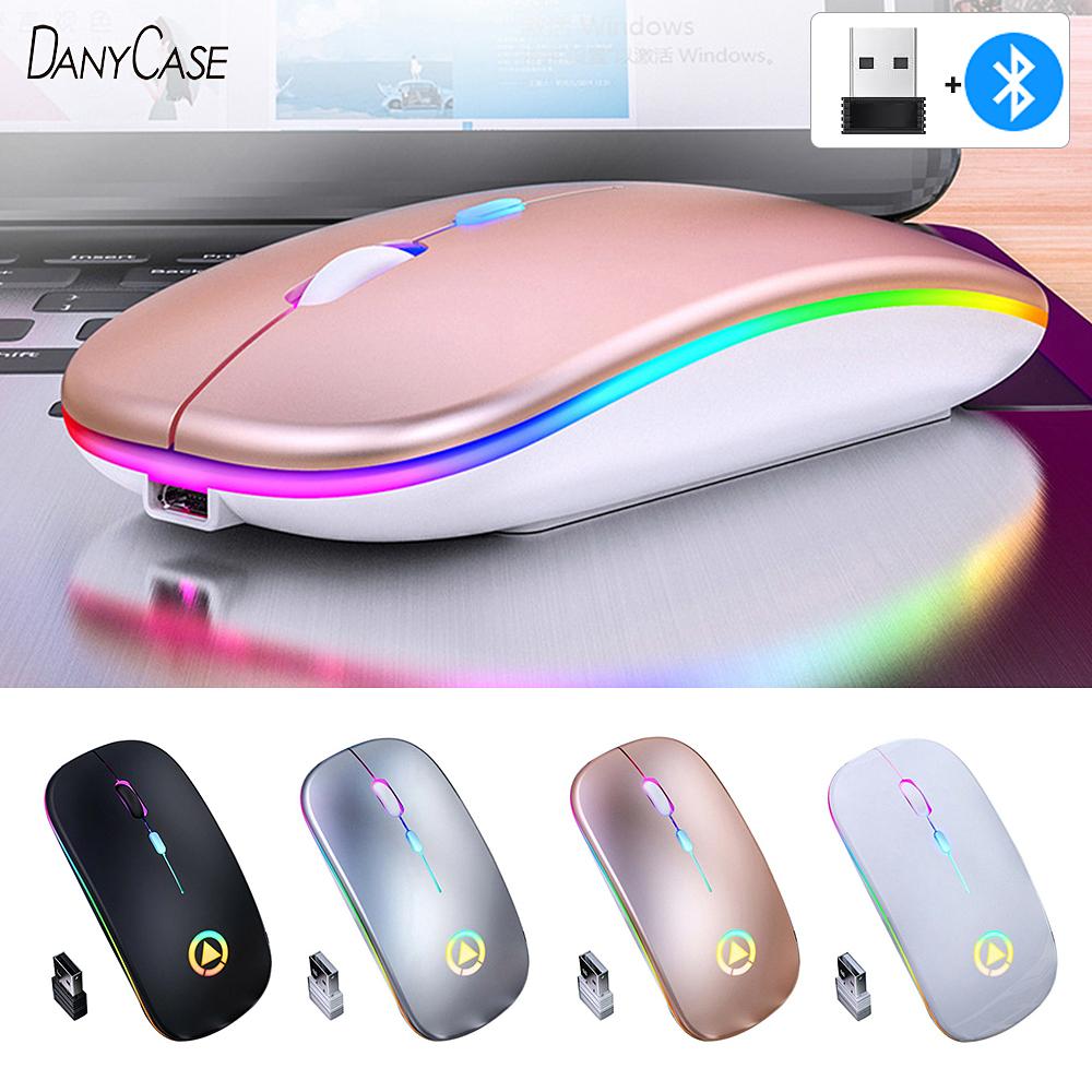 Chuột Không Dây RGB Bluetooth-Tương Thích Máy Tính Im Lặng Sạc Thiết Chuột Quang Chơi Game Máy Tính Laptop