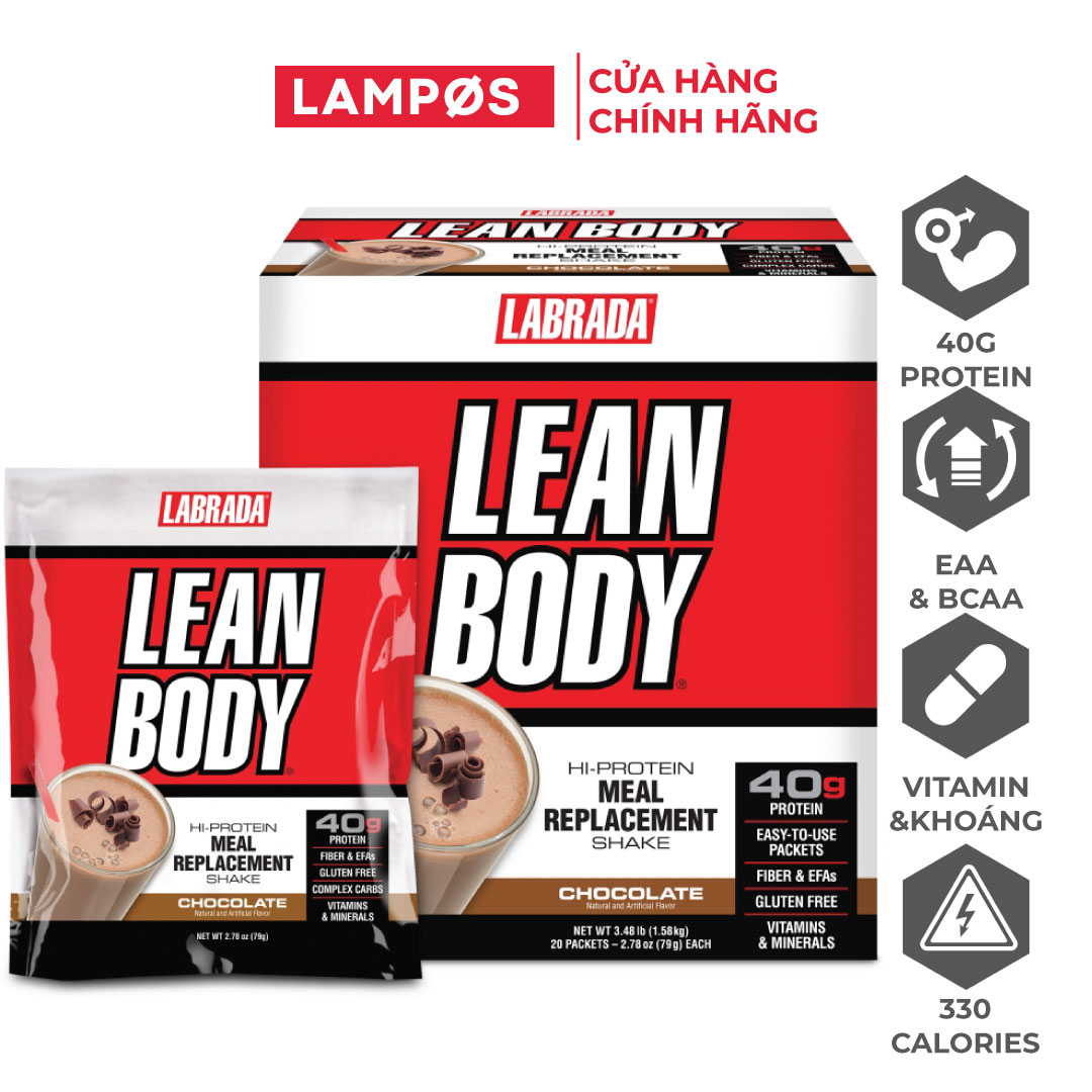 Labrada Lean Body (1 gói ), Sữa Thay Thế Bữa Ăn, 40g Protein, 8G Chất Béo Tốt & Chất Xơ, 22 Vitamin và Khoáng Chất