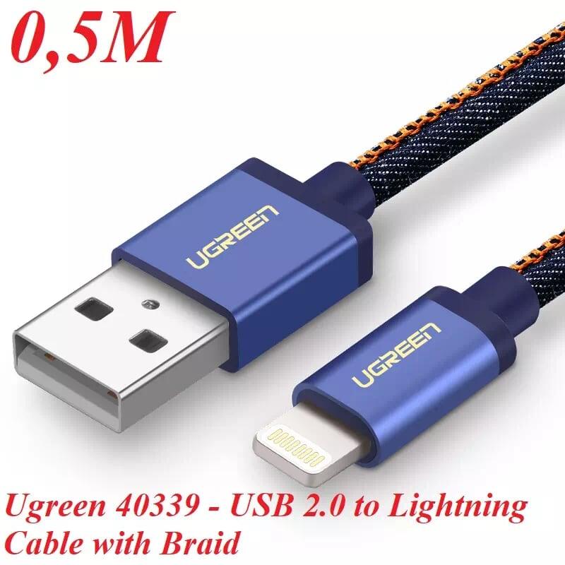 Ugreen UG40339US199TK 0.5M màu Xanh Cáp Lightning sạc + truyền dữ liệu cho iPhone - HÀNG CHÍNH HÃNG