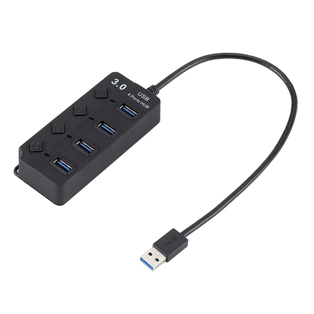 USB 3.0 Hub Multifunctional 4 Ports USB Adapter Splitter with On/Off Switch