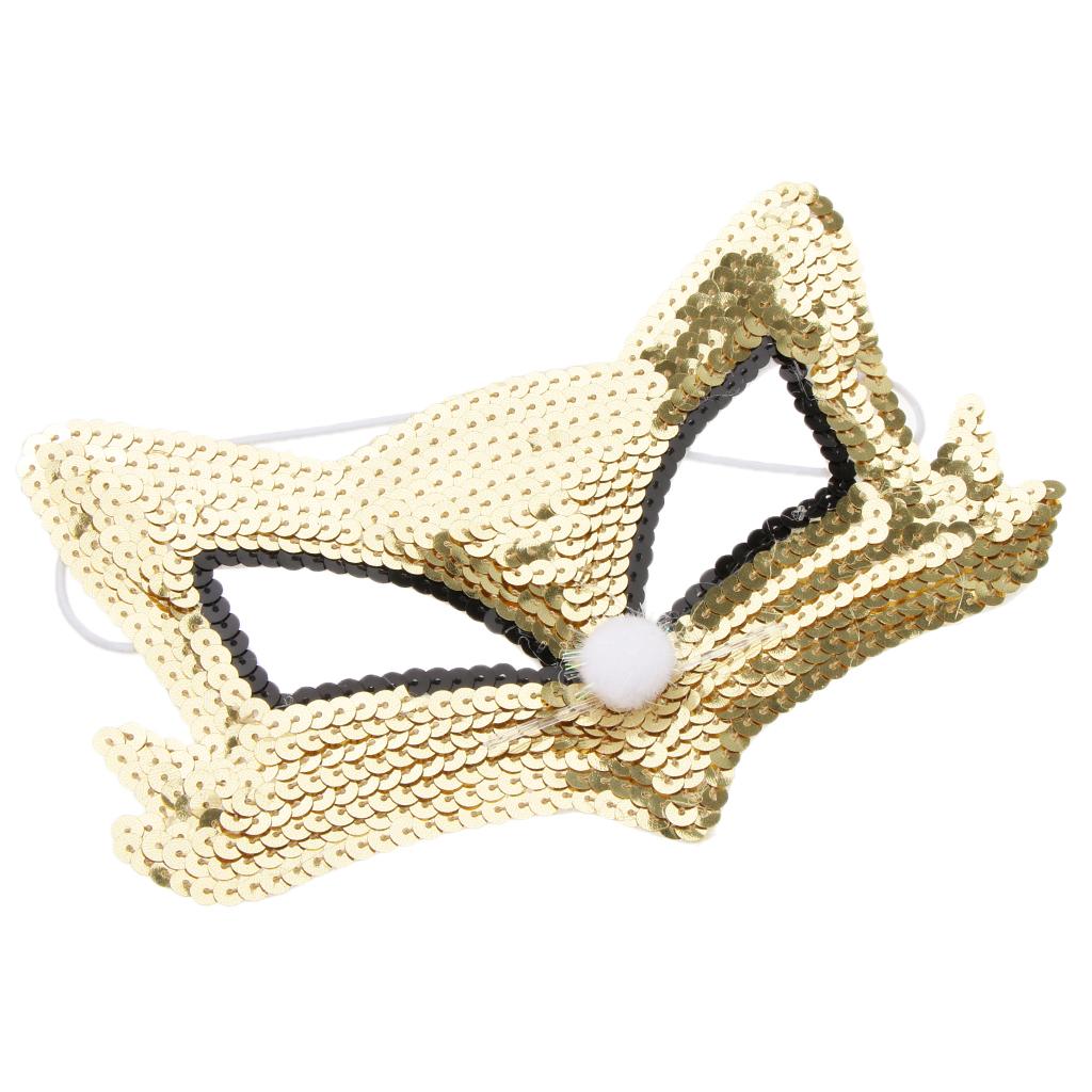 2xSequins lowrie Eye Half Face Mask Halloween Cosplay Party Fancy Dress Gold