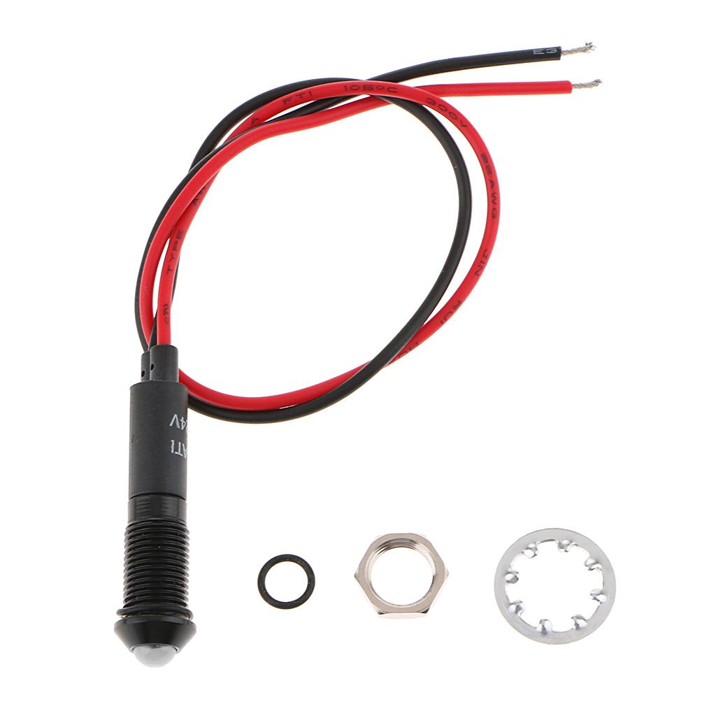 8mm 24V Car Motorcycle Metal White LED Indicator Light Lamp &