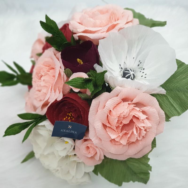 Hoa Cưới - Hồng Pháp JARDINERE, Handmade- Giấy nhún nhập từ Ý