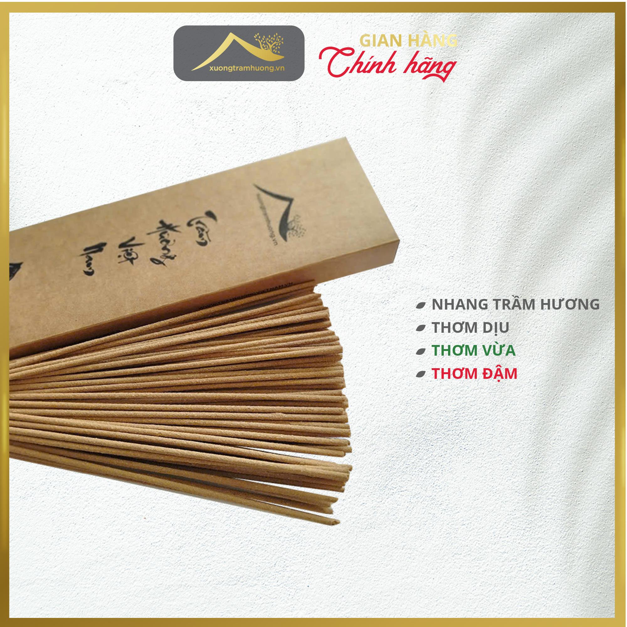 Nhang Trầm Hương Sạch Xưởng Trầm Hương Thơm Dịu/ Vừa/ Đậm Hộp 100 Cây Xông Nhà Tẩy Uế - 40cm