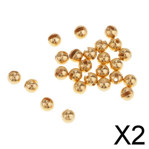 2x25pcs Fly Tying Slotted Tungsten Beads Heavy Nymphs Head Ball Beads 2.5mm