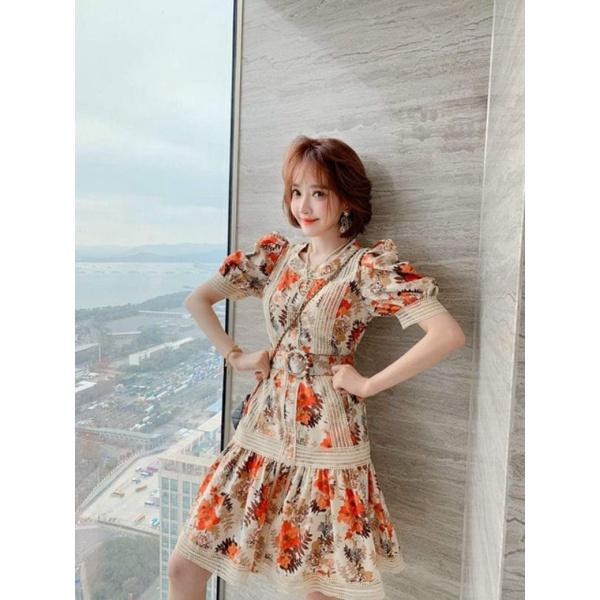 HÀNG NHẬP - ĐẦM XÒE LỤA HOA PHỐI REN