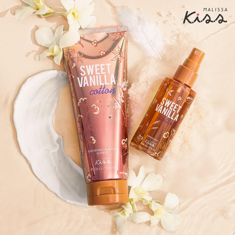 Bộ Đôi Hoàn Hảo Malissa Kiss Body Lotion &amp; Body Mist hương Sweet Vanilla 226G