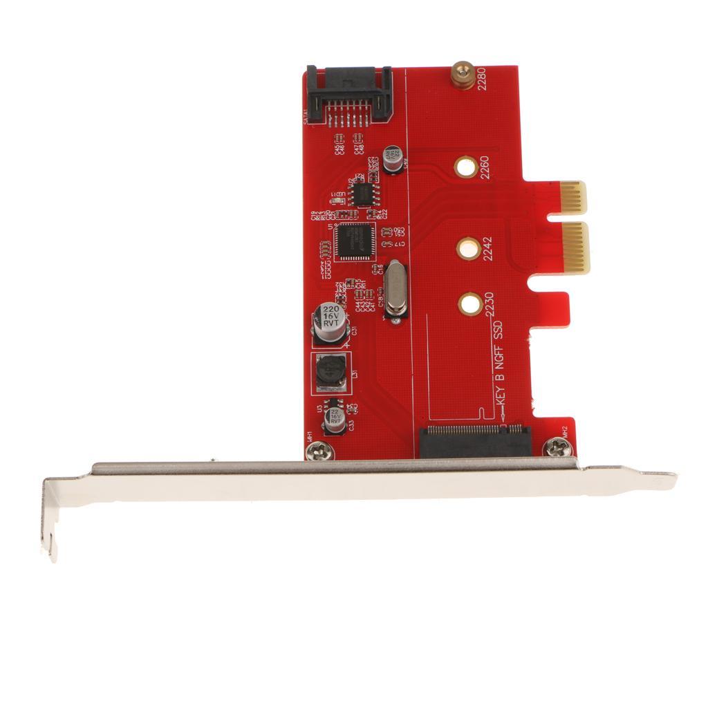 PCI-E Express 2.0 to NGFF M.2 B-Key SSD+ SATAIII Combo Adapter Converter