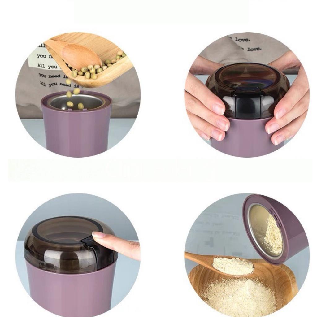 Máy Xay Hạt Khô, Máy Xay Bột Ngũ Cốc, Cafe, Thảo Dược, ... Các Loại Hạt Cực Nhanh - Lưỡi Máy Sắc Bén Inox 304, Công Suất Khoẻ Xay Siêu Mịn