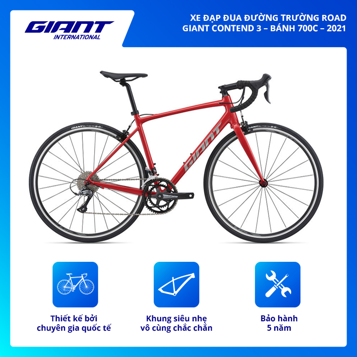 XE ĐẠP ĐUA ĐƯỜNG TRƯỜNG ROAD GIANT CONTEND 3 – BÁNH 700C – 2021