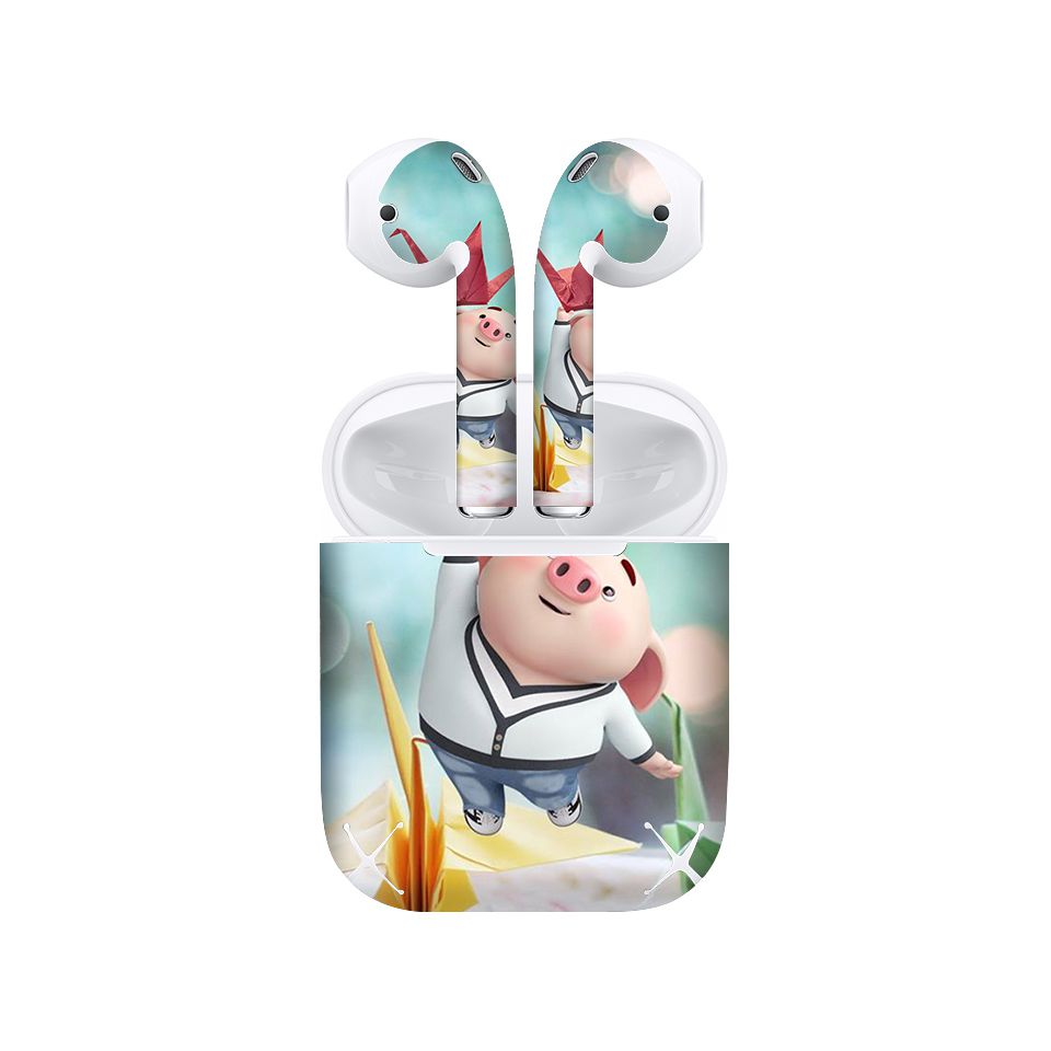 Miếng dán skin chống bẩn cho tai nghe AirPods in hình Heo con dễ thương - HEO2k19 - 045 (bản không dây 1 và 2)