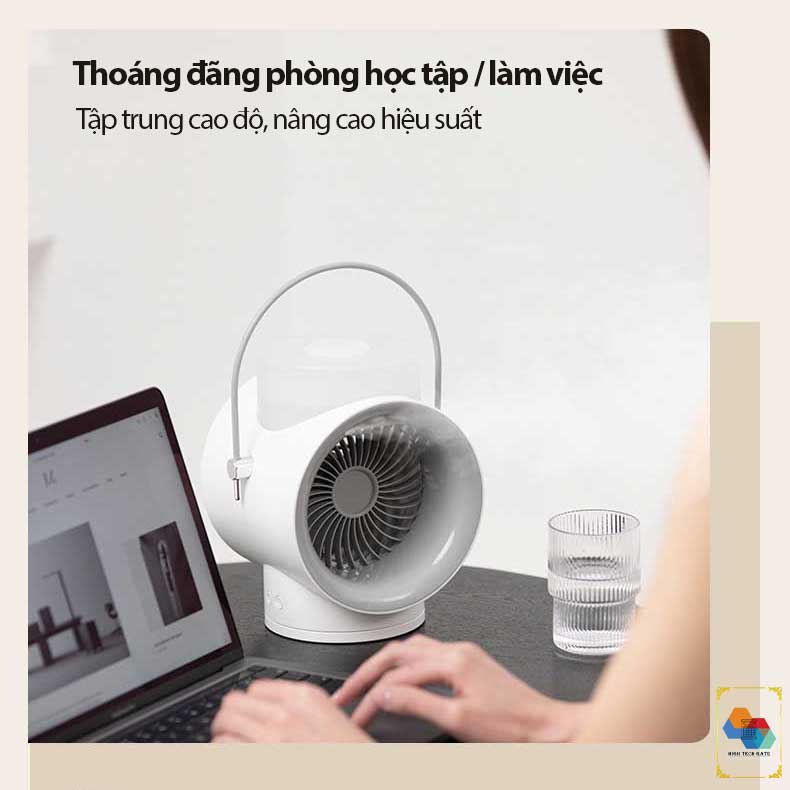 Quạt không dây tạo ẩm WT-F50 kết hợp tinh dầu tạo hương thơm, tự đông xoay 120º, 3 cấp độ gió, kiêm đèn ngủ, hàng chính hãng