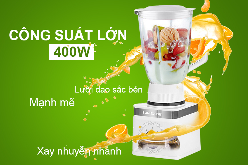 Máy Xay Sinh Tố 3 Cối Sunhouse SHD5582W - Hàng chính hãng