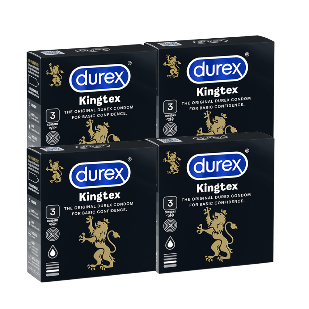 Bộ 4 hộp bao cao su Durex Kingtex ôm sát, bôi trơn (size 49mm, 3 bao/hộp)